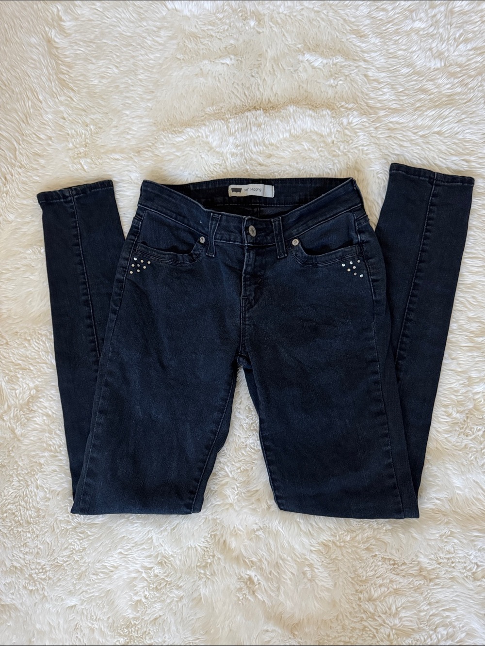 Levi's Black Skinny Jeans with Front and Back Stud Accents